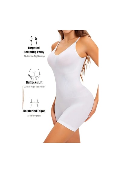 Momslab Kadın Toparlayıcı 2 Beden Küçülten Tam Boy Tulum Korse Beyaz1