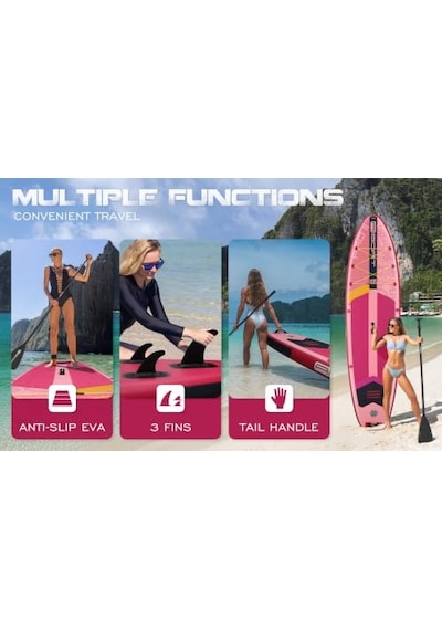 Air Power Pink Şişme Paddle Board Sup Seti 335 X 86 X 15 Cm Çift Taraflı Kürekli, Woven Drop Stitch, 175 Taşıma Kapasiteli, Yüksek Denge Açık Mavi