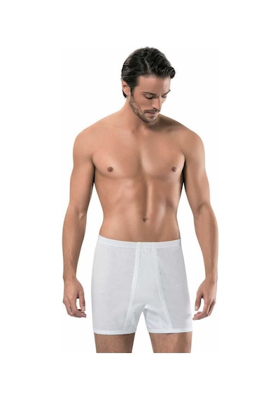 Erdem Erkek Beyaz 3'lü %100 Pamuk Paçalı Boxer