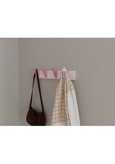 Hepsi3boyutlu Modern Duvar & Kapı Kanca Askılık - 4 Adet Pembe Kanca Askılık - Model No : 5 Pembe