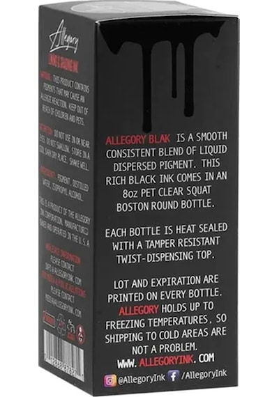 Allegory Premium Tattoo Ink - Blak - 8oz/240ml