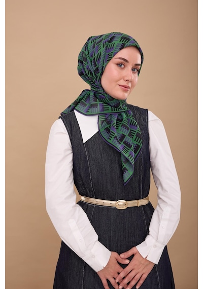 Silk Home Yaz Esintisi Eşarp 150001-10 Yeşil, Mor, Siyah
