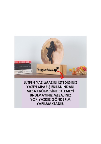 Led Işıklı Pleksi Dolunay Kişiselleştirilebilir Dekoratif Biblo Space Astronot Anahtar Askılığı Sarı - 737200937 Sarı