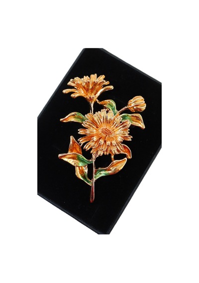 Gerbara Papatyası Broş. Yaka İğnesi Gerbara Papatyası Broş. Tasarım Broş. Kadın Broş. Papatya Broş. Gold