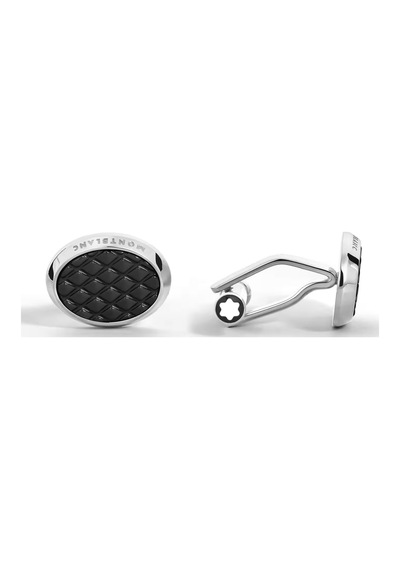 Montblanc Meisterstück Geometrik Siyah Lake Kakmalı Oval Kol Düğm