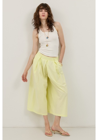 Antioch Pileli Culotte Pantolon Sarı