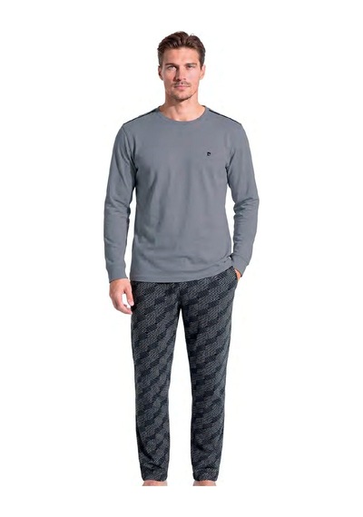 Pierre Cardin 6149 Erkek Uzun Kollu Bisiklet Yaka Pijama Takımı -gri