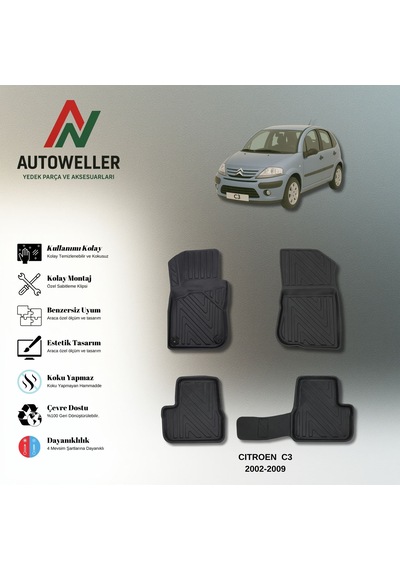 Citröen C3 2002-2009 Uyumlu Havuzlu Oto Paspas