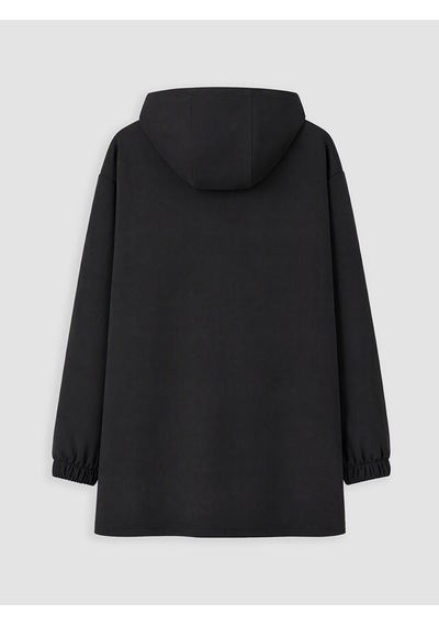 Lcw Curve Siyah Büyük Beden Kapüşonlu Kadın Sweatshirt Tunik