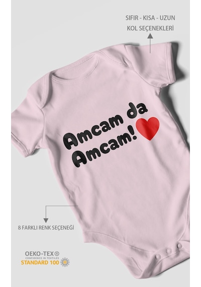 Morivokids Amcam Temalı Kısa Kollu Bebek Body %100 Pamuk Bebe Pembe