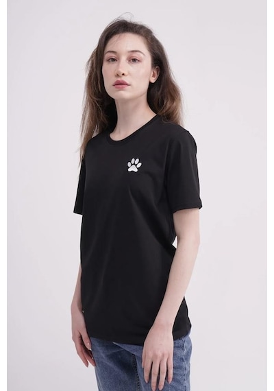 The Socks Company 23scts233u Pati Nakışlı Yaka Siyah Tshirt 001