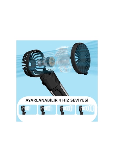 Robeve Tutulabilir Taşınabilir Buharlı Vantilatör Fan Mini Fan 4 Hız Ayarı, Şarjlı, Misting Özellikli Fan