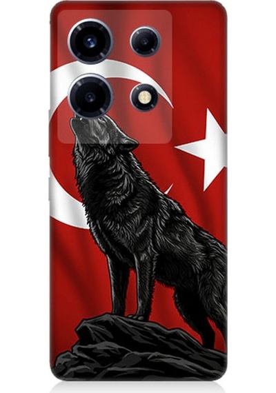 İnfinix Note 30 Vip Uyumlu Ay Yıldızlı Uluyan Kurt Desenli Silikon Kılıf Çok Renkli