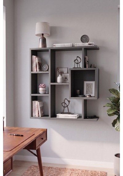 Reyo Enda Home Yegane Duvar Rafı, Duvar Kitaplığı, Dekoratif Kitaplık, Zeminde veya Duvarda Kullanıma Uygun Antrasit Reyo Enda Home Yegane Duvar Rafı, Duvar Kitaplığı, Dekoratif Kitaplık, Zeminde veya Duvarda Kullanıma Uygun Antrasit