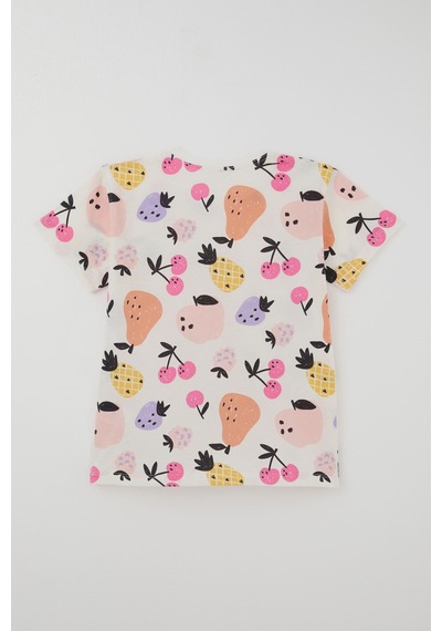 Breeze Kız Çocuk Şortlu Pijama Takımı Neşeli Meyveler 4-8 Yaş, Ekru