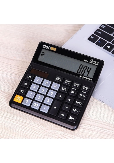 Hesap Makinesi 12 Digit Siyah Çok Renkli