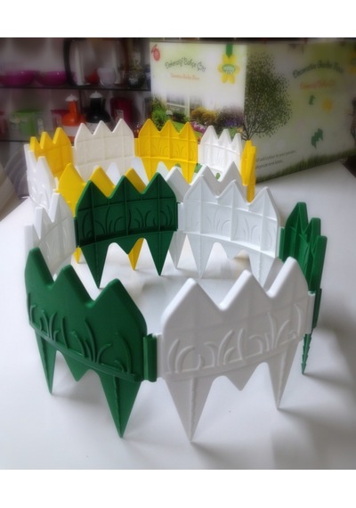 Dekoratif Bahçe Çiti 8 Adet 1.36 Cm Lale Kabartmalı Desen Beyaz