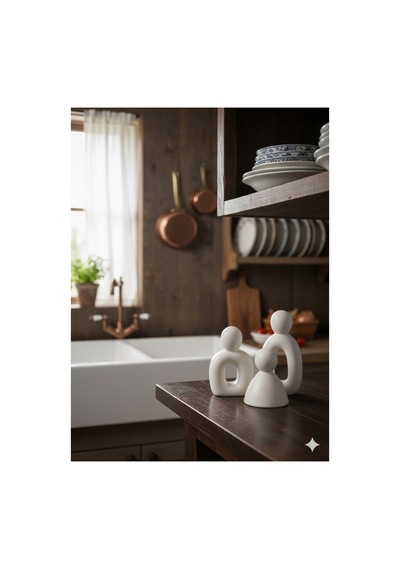 Dekoratif Soyut İnsan Figürlü Üçlü Aile Set