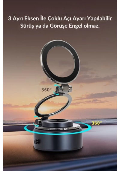 Wearfitpro Magsafe Özellikli Güçlü Mıknatıslı Vantuz Telefon Tutucu Ev Araç Her Zemine Uygun Telefon Tutucu Siyah