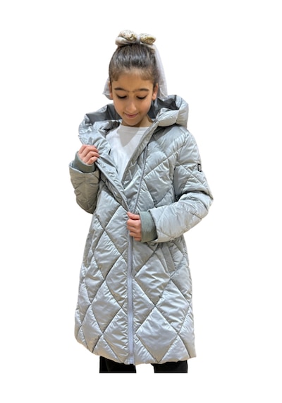 Kız Çocuk Kapüşonlu Kaban 51329 Gri