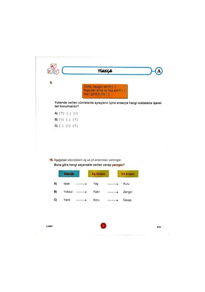 2.sınıf Deneme Sınavı - 3 Kitapcık