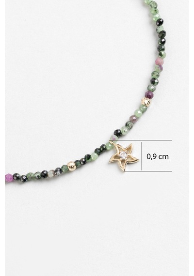 Deniz Yıldızı 14 Ayar Altın 19 Cm Turmalin Taşlı Bileklik