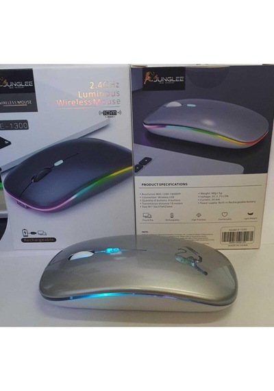 Junglee 1369 Şarjlı Kablosuz Mouse Sessiz 2.4 Ghz Usb Wireless 800-1200-1600 Ayarlanabilir Dpi Led Işıklı Slient İle Uyumlu