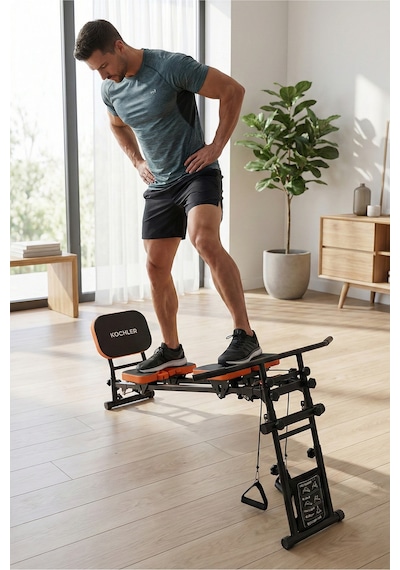 Yeni Nesil Çok Fonksiyonlu Ayarlanabilir Spor Bench Sehpası Direnç Lastikli, Katlanabilir Ve Teker