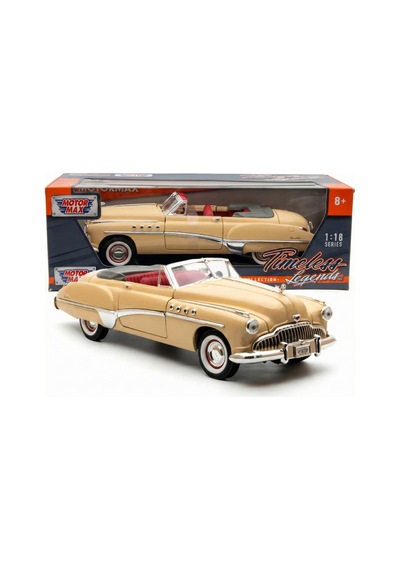 Motormax 1:18 1949 Buick Roadmaster Diecast Model Araba - Bej - Metal Koleksiyon Araç Lisanslı