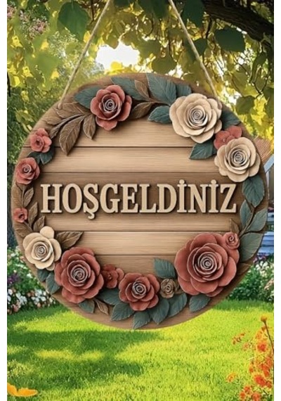 Hoş Geldiniz Çiçekli Mdf Kapı Süsü Askılı Silinebilir Dekoratif 33 Cm Ks013,beyaz 20 X Çok Renkli