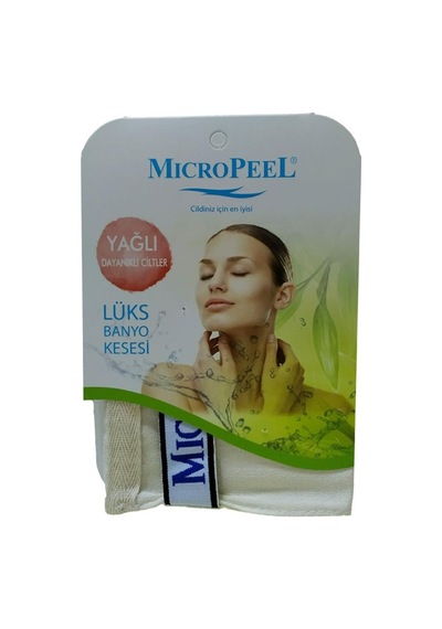 Micro Peel İpek Yağlı Cilt İçin Banyo Kesesi Beyaz 16x24Cm
