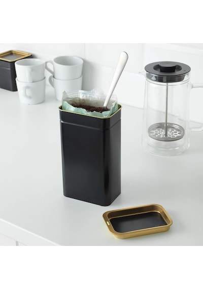 Ikea Blomnıng Gıda Kavanozu 11 X 7 X 20 Cm Siyah Altın Siyah - Altın