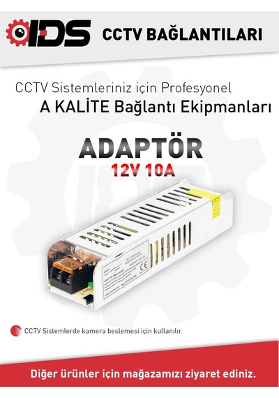 12V 10A - Metal Kasa Güvenlik Kamerası Adaptörü 12V 10A - Metal Kasa Güvenlik Kamerası Adaptörü
