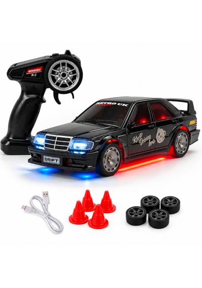 Uzaktan Kumandalı Mini Drift Bmw Evo30 Model Araba Dahili Şarjlı Işıklı 4x4 Taşıma Kumandalı Hız Hassasiyetli Ve Kademeli ,kuka Ve Drift Tekerleri Hediye 1:43 Ölçek Siyah