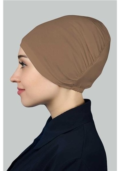 Altobeh Hazır Pratik Geçmeli Lastikli Tesettür Bone Toprak