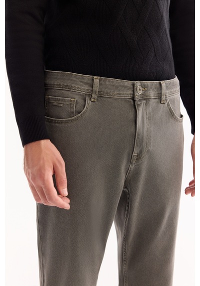 Avva Erkek Gri Klasik Bel Pamuklu Eskitme Yıkamalı Madrid Comfort Slim Fit Jean Pantolon A52y3516
