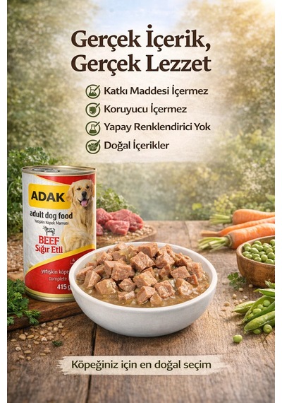 Adak Köpek Konserve Mama 415 Gr Sığıt Etli Beef