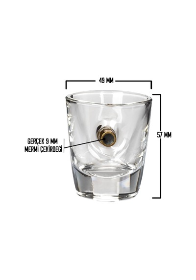 Gerçek 9mm Mermili Shot Tekila Likör Özel Bardağı 6'li Set Mermi Çekirdeği Hediye Seti Shot Seti Diğer
