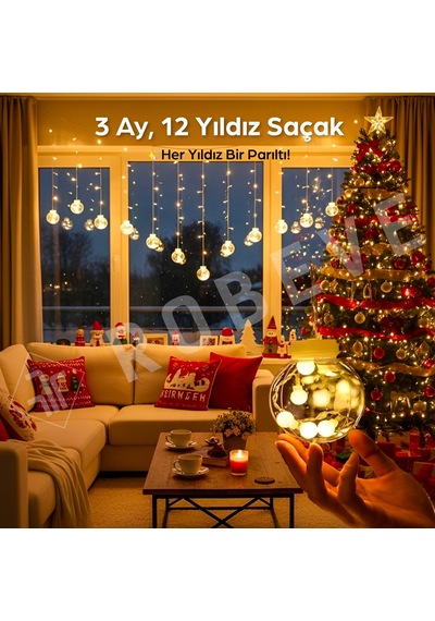 Robeve Işıklı Yılbaşı Top Led Led Işık Saçak Led Top Dekoratif Yılbaşı Led 2.5 Metre 138 Led 8 Fonksiyonlu 8 Modlu Led Işık Günışığı Perde Led Gün Işığı