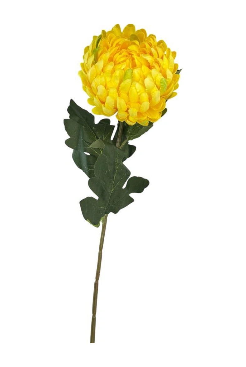 Yapay Çiçek Krizantem Sarı Açık 90cm Tek Dal Kumaş Çiçek Uzun Dal Sarı