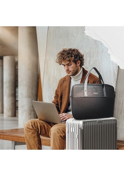 13-14 İnç Omuz Askılı Laptop Çantası Lenyes Lb552 Voyagers Serisi Su Geçirmez Polyester Kumaş Siyah
