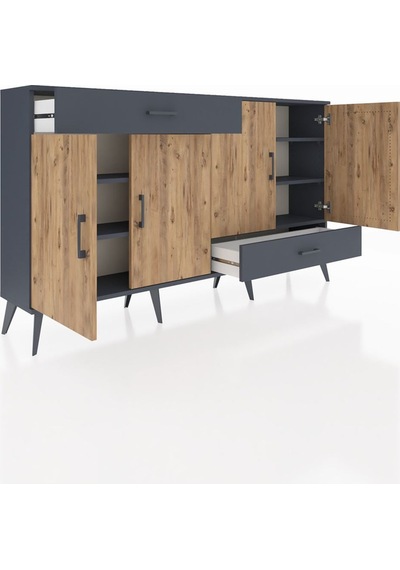 Arges Konsol 5 Raflı 2 Çekmeceli 4 Kapaklı 176x30x99 Antrasit-çam Antrasit-çam/antrasit Arges Konsol 5 Raflı 2 Çekmeceli 4 Kapaklı 176x30x99 Antrasit-çam Antrasit-çam/antrasit