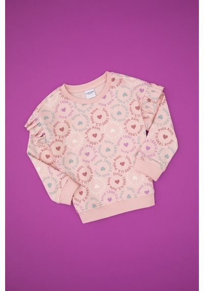 U.S. Polo Assn. Kız Çocuk Pudra Bisiklet Yaka Sweatshirt 50317887-VR042