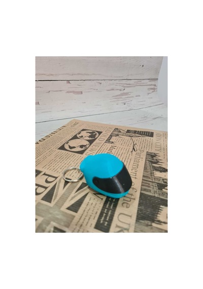 Kask Vizörlü Anahtarlık Mavi