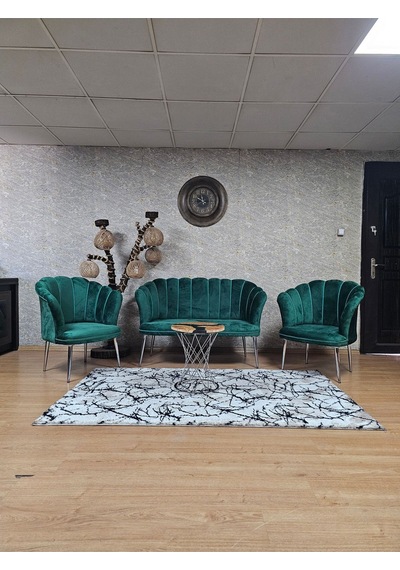 Zafir Papatya Çay Seti Koltuk Takımı Krom Sivriltme Ayak, Balkon, Salon, Ofis, Cafe Koltuk Takımı Yeşil Zafir Papatya Çay Seti Koltuk Takımı Krom Sivriltme Ayak, Balkon, Salon, Ofis, Cafe Koltuk Takımı Yeşil