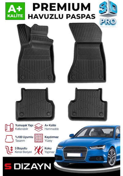 S-dizayn Audi A4 3d Pro Havuzlu Paspas 2016 Üzeri A+ Kalite