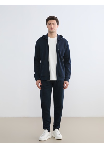 Lcwaıkıkı Basic Lacivert Kapüşonlu Erkek Fermuarlı Sweatshirt