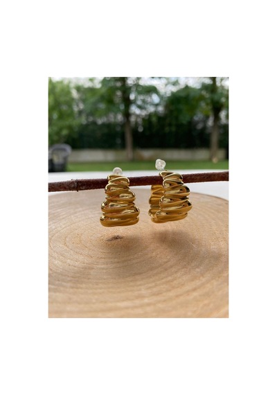 Gold Dalgalı Halka Küpe Altın - 741450030 Altın - 741450030 Altın
