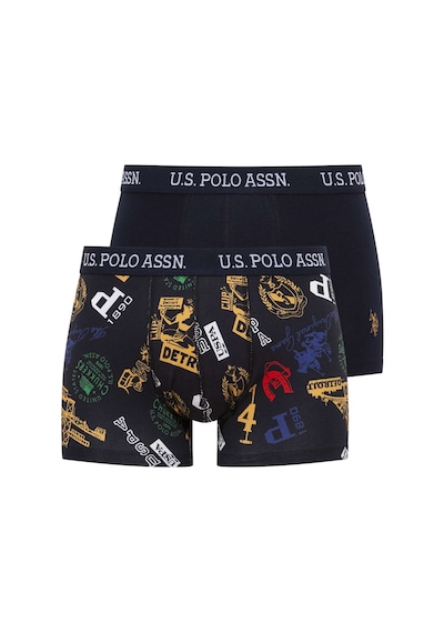 U.S. Polo Assn. U S Polo Assn Erkek Baskılı Lacivert 2'Li Boxer 4852 Lacivert