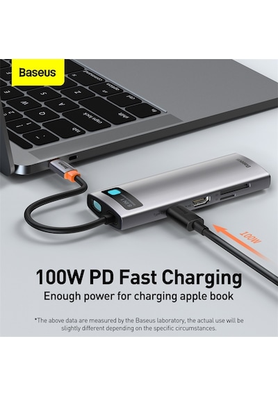 Baseus Metal Gleam 8in1 Multifonksiyonel Type-C Hub Dock Station